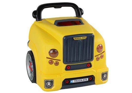 Дитячий автотренажер "Автомеханік", машина-конструктор з набором інструментів (59 деталей), звук, світло, жовтий, D 001-1