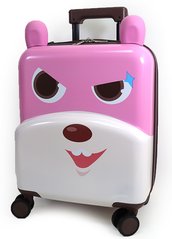 Детский чемодан дорожный на колесах 18" "Пёсик розовый" с мягкими ушками 520511