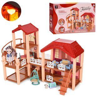 Кукольный пластиковый домик "Sweet family", 2 этажа, мебель, аксессуары, 2022-109