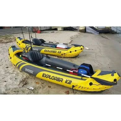 Двухместная надувная лодка - байдарка (каяк) Intex 68307 Challenger K2 Kayak, 312 х 91 х 51 см, весла, насос