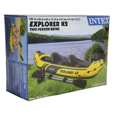 Двухместная надувная лодка - байдарка (каяк) Intex 68307 Challenger K2 Kayak, 312 х 91 х 51 см, весла, насос