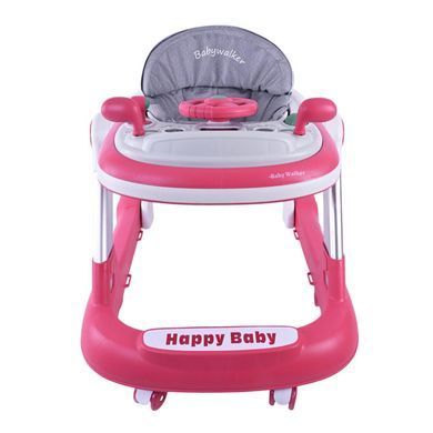 Детские музыкальные ходунки с рулем на игровой панели, Baby Walker BW109 pink