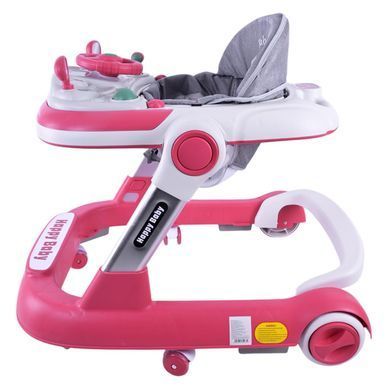 Детские музыкальные ходунки с рулем на игровой панели, Baby Walker BW109 pink