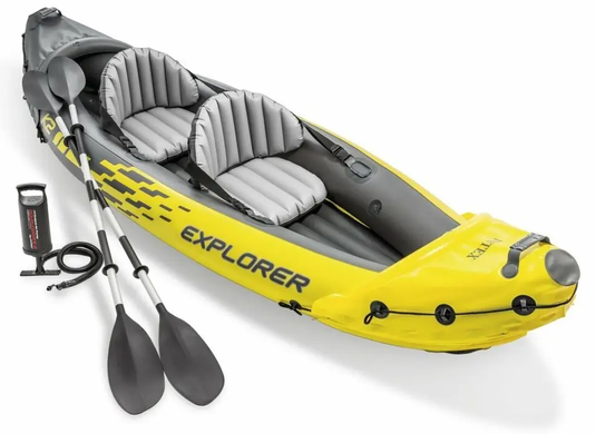 Двухместная надувная лодка - байдарка (каяк) Intex 68307 Challenger K2 Kayak, 312 х 91 х 51 см, весла, насос