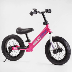 Велобег беговел детский "CORSO NAVI", надувные колёса 12 дюймов, розовый, для девочки, RD-1770
