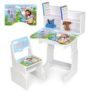 Детская регулируемая парта со стульчиком N 2071-20-1 "Dollhouse" таблица умножения, белая