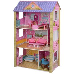 Кукольный деревянный домик с мебелью, 3 этажа, 117*78*36 см, MD 2009