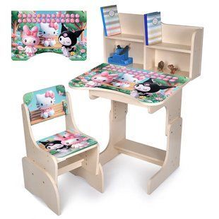 Детская регулируемая парта со стульчиком N 2071-19B-1 "Hello Kitty 3D" английский алфавит, белая