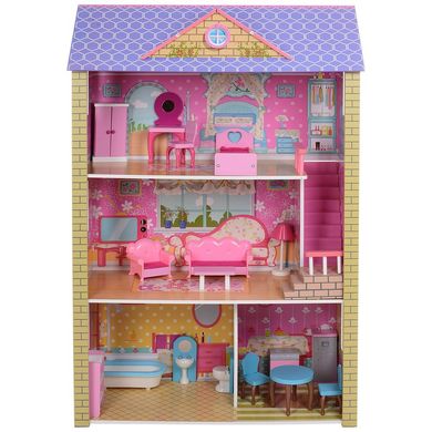 Кукольный деревянный домик с мебелью, 3 этажа, 117*78*36 см, MD 2009